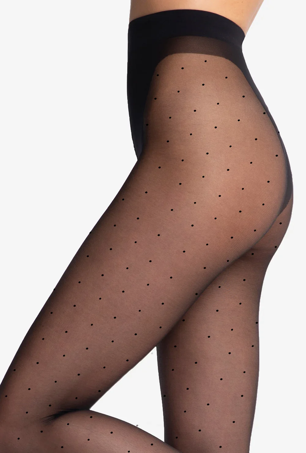 Bodkované pančuchy Q-EKO & DOTS čierne