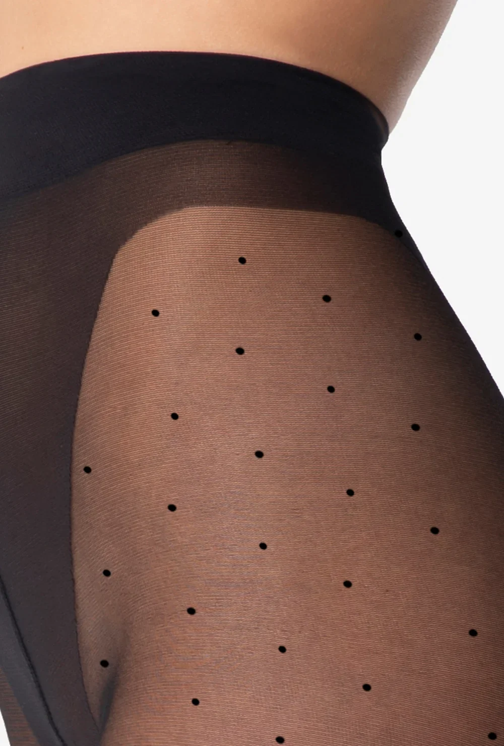 Bodkované pančuchy Q-EKO & DOTS čierne